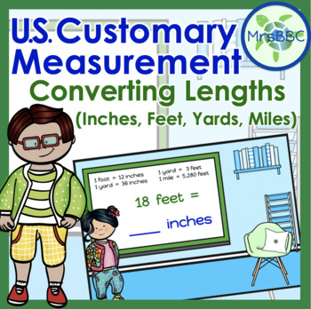 Preview of U.S. Customary Measurement, Converting Units of Length Digital Boom Cards™