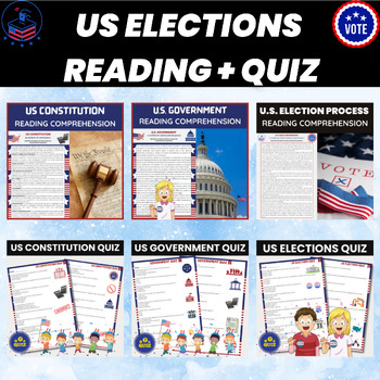 Preview of U.S. Elections Reading Comprehension and Assessment Worksheets Bundle