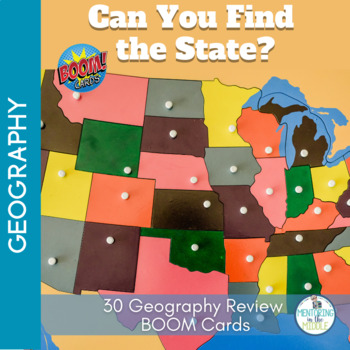 Preview of U.S. Geography Map Skills BOOM Cards Find the State Interactive Activity