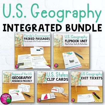 Preview of U.S. Geography & ELA Integrated Bundle: Reading, Writing & Social Studies