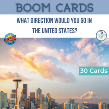 Preview of U.S. Geography Map Skills Interactive Activity BOOM Cards - Cardinal Directions