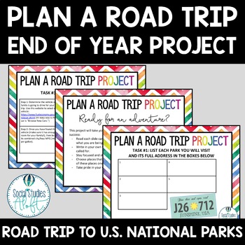 Preview of U.S. Geography Project Plan a Road Trip Digital with Google Slides™