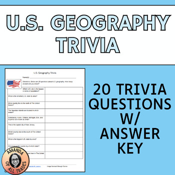 Preview of U.S. Geography Trivia Middle School Teambuilding Academic Team Quiz Bowl