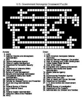 Government Crossword Puzzle Worksheets Teaching Resources Tpt