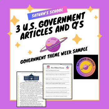 Preview of U.S. Government Articles with Comprehension Questions NO PREP