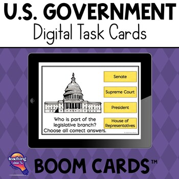 Preview of U.S. Government & Civics BOOM Cards Review Activity 