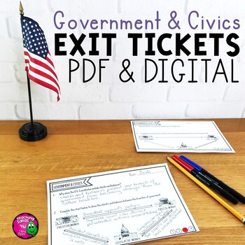 Preview of U.S. Government & Civics Exit Tickets Set - Digital & Printable