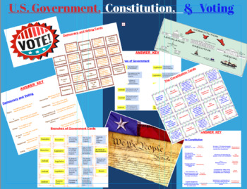 Preview of U.S. Government, Constitution, & Voting Game Cards