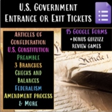 U.S. Government Entrance / Exit Tickets / Warmups / Formti