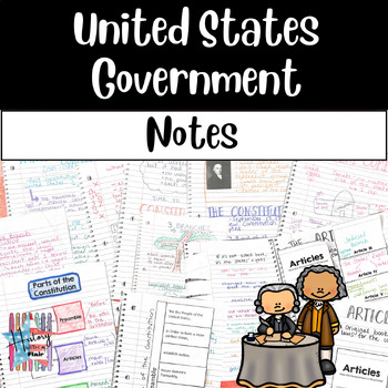 Preview of U.S. Government Interactive Notes, 3 Branches, Constitution, Amendments,