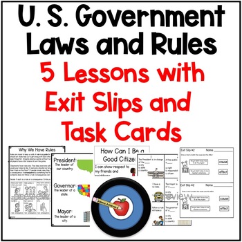 Preview of U.S. Government Laws, Rules, and Citizenship Social Studies Lessons