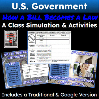 Preview of U.S. Government | Legislative Branch | How a Bill Becomes Law | Simulation