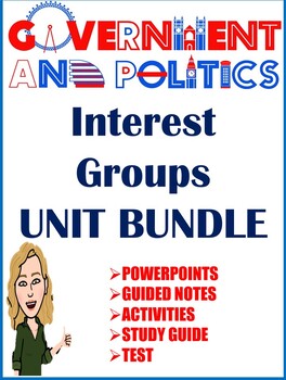 Preview of U.S. Government Politics Interest Group BUNDLE PowerPoints Notes Activities Test