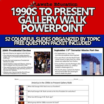 Preview of U.S. History America in the 1990s to Present 2000s Gallery Walk PowerPoint APUSH