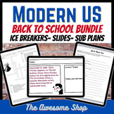 U.S. History Back to School Pack With Icebreakers, Sub Pla