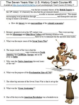 crash course u s history 5 the seven years war worksheet by danis marandis