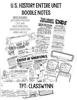 Preview of U.S. History Scribble Notes Bundle