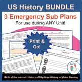 No Prep-U.S. History Emergency Sub Plan Bundle: For Use Du