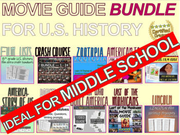 Preview of Middle School U.S. History Movie Guide Bundle! Make History Fun, Teach with Film