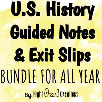 Preview of 5th Grade Social Studies - Guided Notes and Exit Slips BUNDLE FOR ALL YEAR