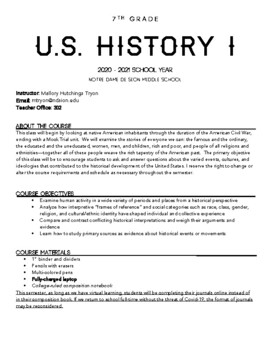 Preview of U.S. History I Syllabus & Course Outline