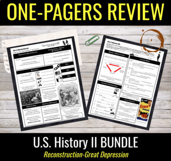 Preview of U.S. History II EOC / SDC / APUSH Test Prep Review One-Pagers BUNDLE EDITABLE