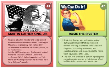 Preview of U.S. History II:  Personality Cards (Flash Cards/Desk Cards)