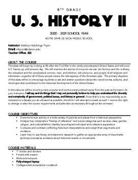 Preview of U.S. History II Syllabus & Course Outline