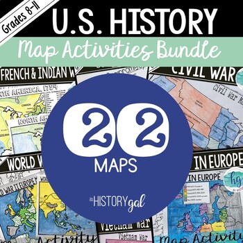 Preview of American History Map Activities Bundle for U.S. History Units & Lessons