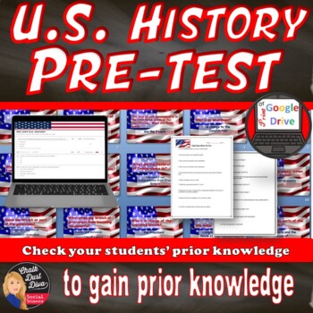 Preview of U.S. History PRE-TEST | gain prior knowledge | Assessment | print & digital