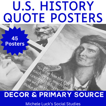 U.S. History Quotes Classroom Posters Bulletin Board Wall Decor Set