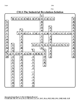 U S History STAAR Crossword Puzzle Ch 3: The Industrial Revolution