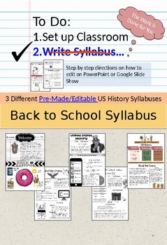 Preview of U.S. History Syllabus (pre-made and editable)