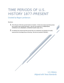 Preview of U.S. History Time Period Sheets from 1877-Present STAAR EOC Prep