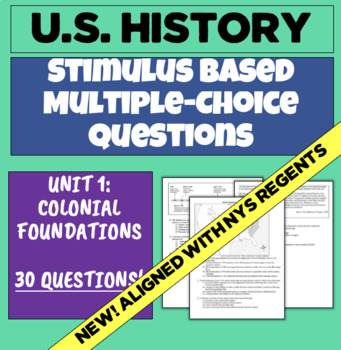 Preview of U.S. History Colonial Foundations: Stimulus Based Multiple Choice Question Bank