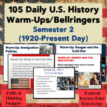 Preview of U.S. History Warm-Ups (Bellringers): Semester 2