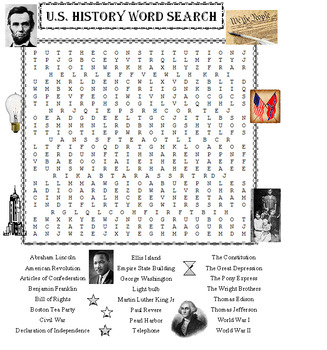 us history word search puzzle by david filipek tpt