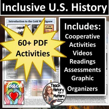 Preview of Inclusive U.S. History Year Long Course Bundle- 60+ Activities! Print & Go!