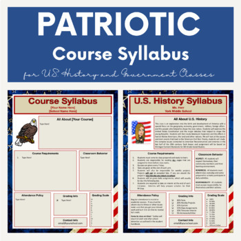 Preview of U.S. History and Government Syllabus Editable on Google Slides 