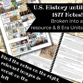 Preview of U.S. History through 1877 Notes for the full year- editable