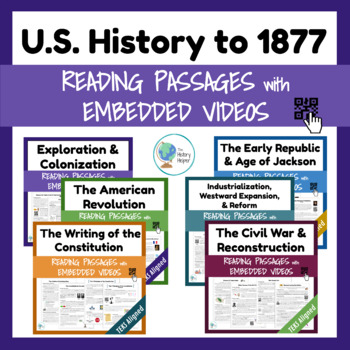 Preview of US History to 1877 :: Digital + Printable Reading Passages :: BUNDLE