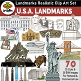 U.S. Important Landmarks - 70 Realistic Clip Art images - 