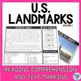 U.S. Landmarks Reading Comprehension and Text Marking - In