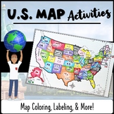 U.S. Map Coloring Activities! (States & Capitals, Physical