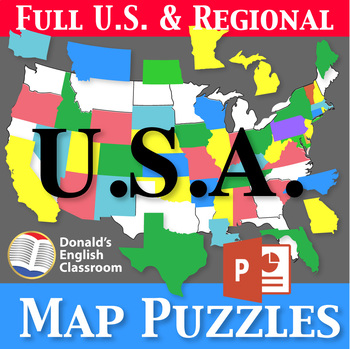 Preview of USA Map Puzzles Regions States Capitals and Abbreviations Powerpoint