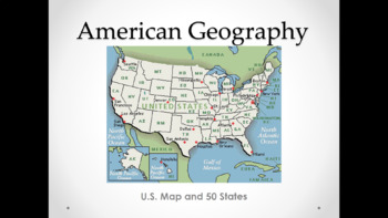 Preview of U.S. Map and 50 States (Lesson Plan, PowerPoint, Activity, and Quiz)
