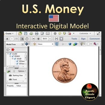 Preview of U.S. Money 3D Models for Smartboards or Whiteboards - United States Currency