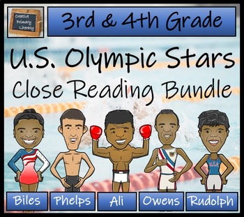Preview of U.S. Olympic Stars Close Reading Comprehension Bundle | 3rd Grade & 4th Grade
