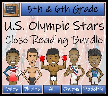 Preview of U.S. Olympic Stars Close Reading Comprehension Bundle | 5th Grade & 6th Grade