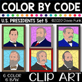 U. S. PRESIDENTS Color by Number or Code Clip Art - Set 5